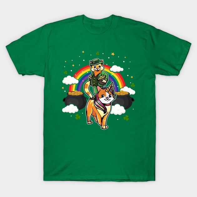 St Patricks Day Cat Leprechaun Caticorn T-Shirt by E